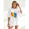 Oversized T Shirt Black Rainbow Paint Drip Love Wins Print Casual Wear For Women Summer Streetwear Fashion Statement Top