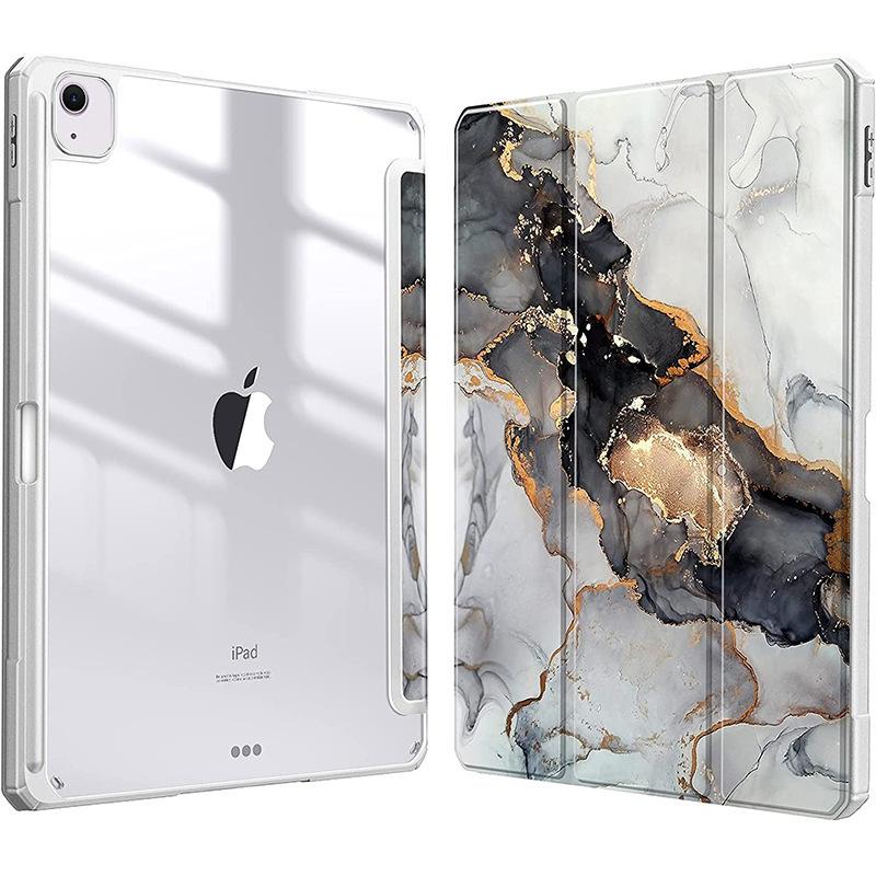 Оптовые закупки для iPad Air 13 (2025)/(2024) Чехол-книжка с подставкой, кожаный + ТПУ + акрил, для планшета - Серый/Цветок