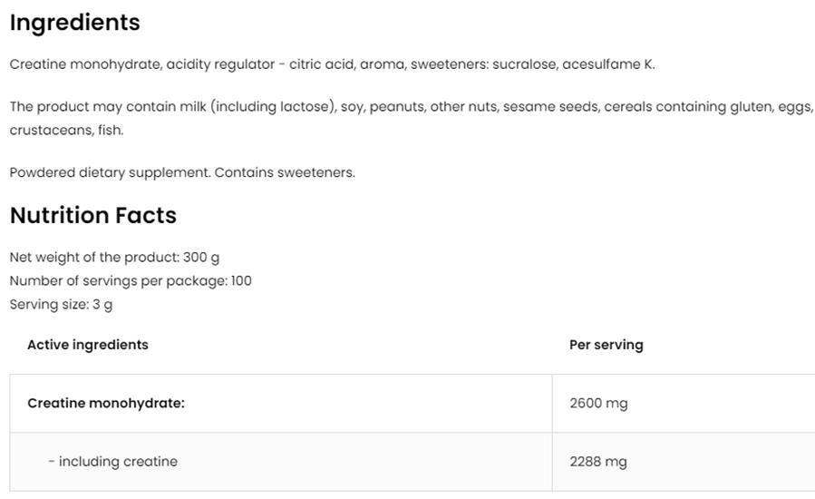 OstroVit Креатин Моногидрат, 2600 мг.