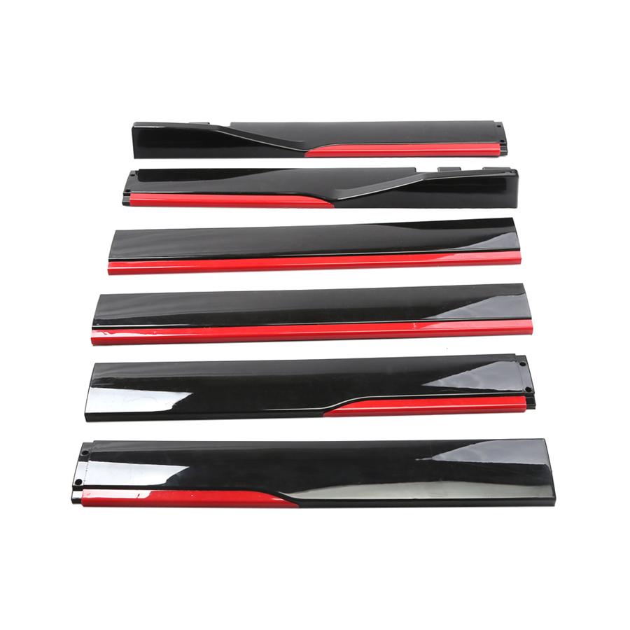2M Glossy Black Red PP Car Side Skirt Extensions Universal Modified Splitters