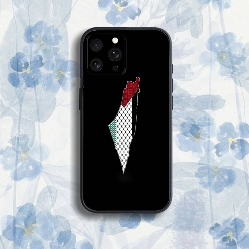 P-Palestine-s F-Flag M-MAP Phone Case For iPhone 17,16,15,14,13,12,Pro,Max,Plus,E,SE4,Air,Mini Black Soft Box