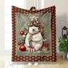 "Polar Bear with Christmas Tree Decor" Patterned Flannel Blanket Perfect for the Bedroom Living Room, Sofa, or a Little Nap