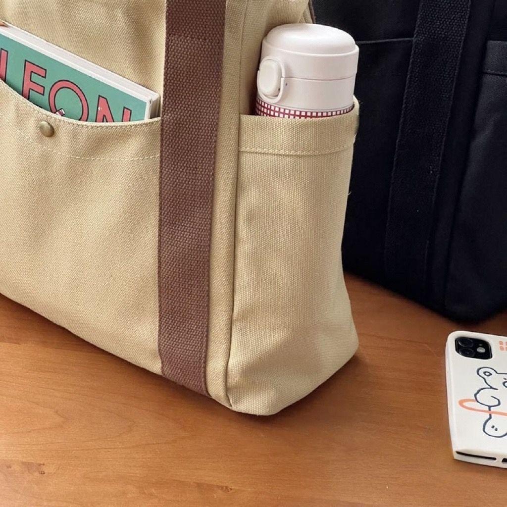 Холщовые сумки-тоут большой вместимости для работы, поездки на работу, сумка для переноски в студенческом стиле, студенческая одежда, сумка через плечо с книгой