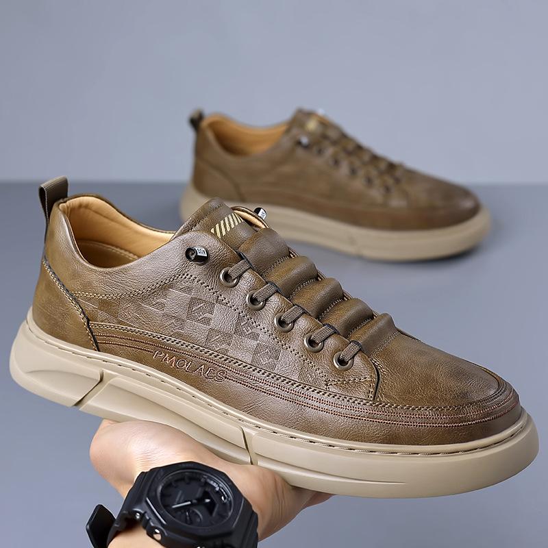 Мужская обувь 2025 весна мужская спортивная и повседневная кожаная обувь мягкая подошва дышащая трендовая белая обувь мужчины 2025