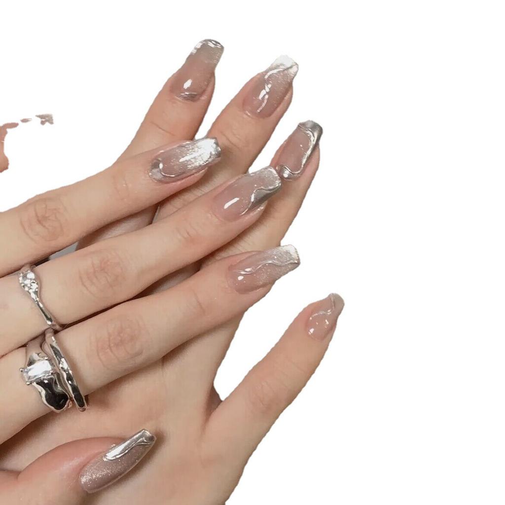 Чистый, ручной работы, защитный чехол для фототерапии Smoothie Crystal Stone Cat Eye Wear Armor Готовый продукт Многоразовый пластырь для ногтей