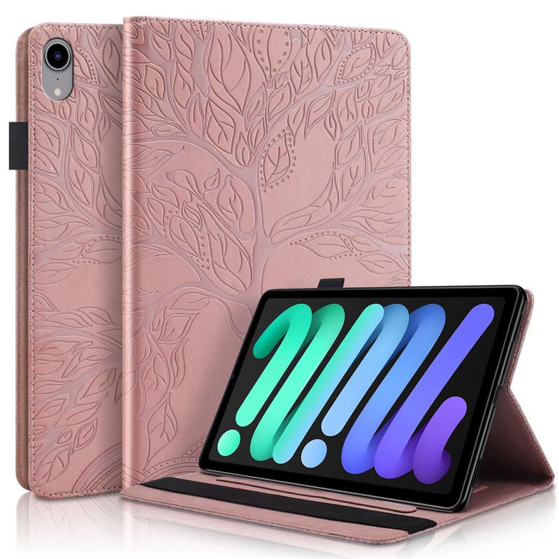 Чехол для iPad Mini 7 Case 8.3" Тисненое дерево PU Кожаная Flip Cover для Funda IPad Mini 2024 Чехол для 7-го 6-го Поколения Mini