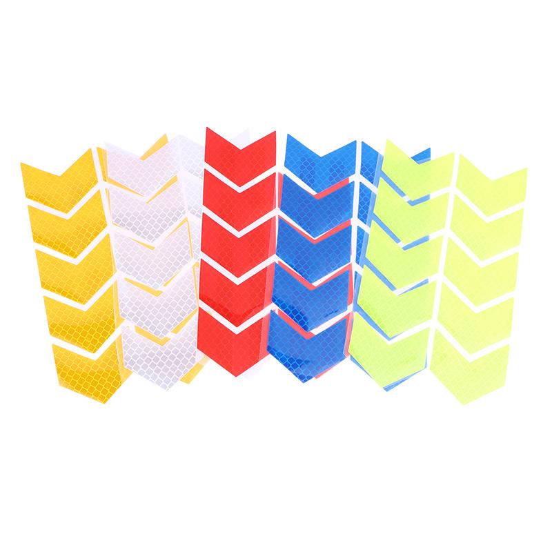 10 шт./комплект Светоотражающая лента-знак стрелки Предупреждающий стикер безопасности для бампера автомобиля, багажника, отражателя, лента-предупреждение, аксессуары для мотоцикла