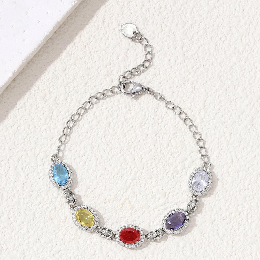 Цветной цирконовый браслет, простой и универсальный тонкий браслет-цепочка, женский универсальный, для модной вечеринки по случаю дня рождения, высококачественная бижутерия