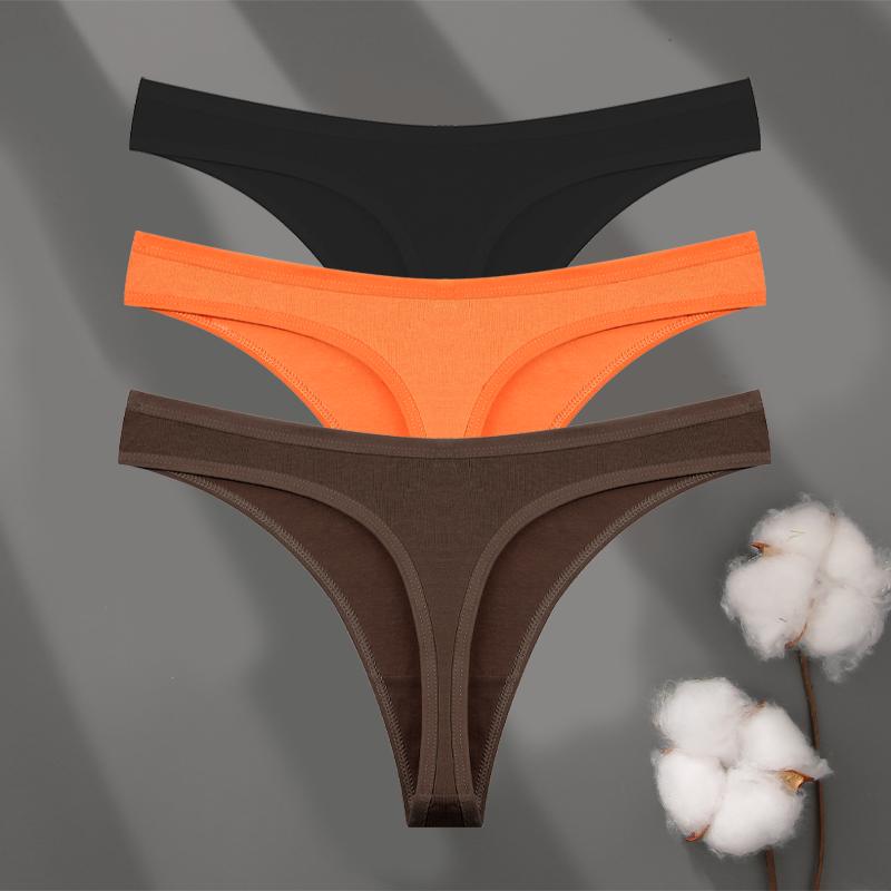 3Pcs/set Cotton Seamless Panties Comfort Underwear for Women Low Waist Breathable Thongs Sexy Solid Sport G-String Soft Lingerie