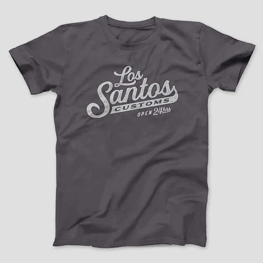 Los Santos Customs T Shirts Graphic Print Casual Tee Classic Letter Streetwear Oversize Loose Top Trendy Vintage Nostalgic Retro