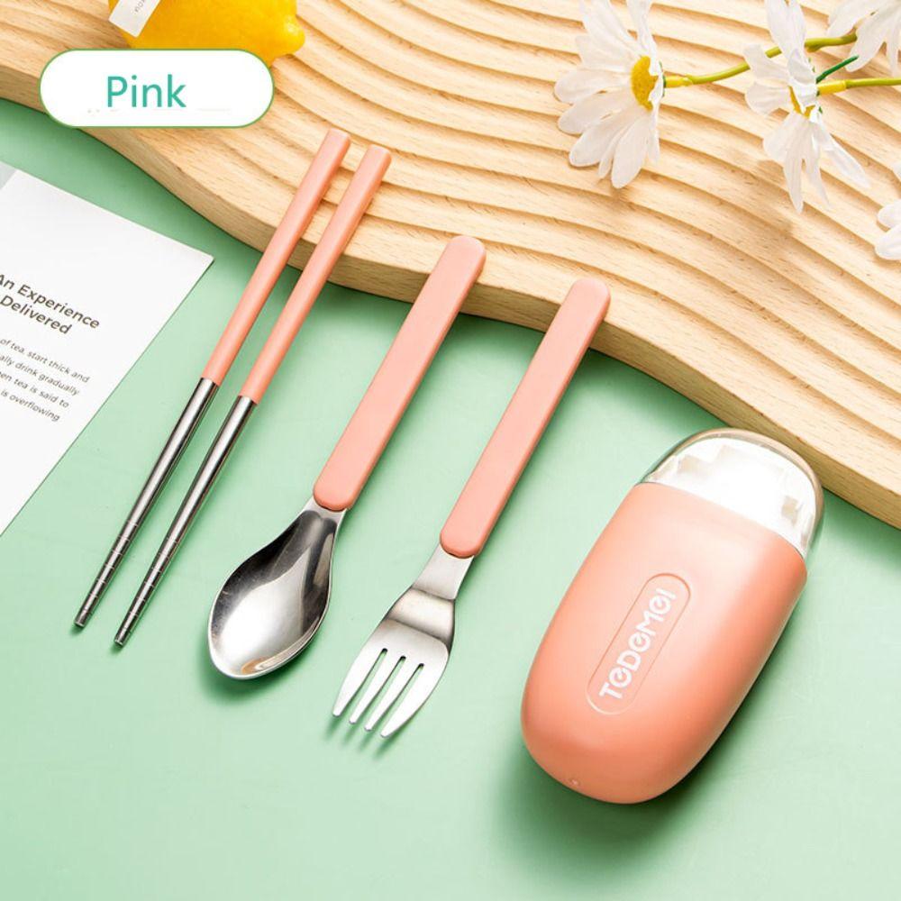3Pcs/Set Detachable Chopstick Fork Spoon Set Student Eating Tableware For Outdoor Travel