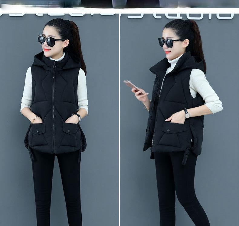 Осенне-зимний женский однотонный жилет с воротником-стойкой, короткий жилет с капюшоном, куртка с хлопковой подкладкой, женский ветрозащитный теплый жилет