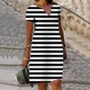 Women V Neck Summer Zebra Stripes Print Dress Casual Sleeveless Fashion Casual Loose Sexy Dresses Plus Size XS-8XL