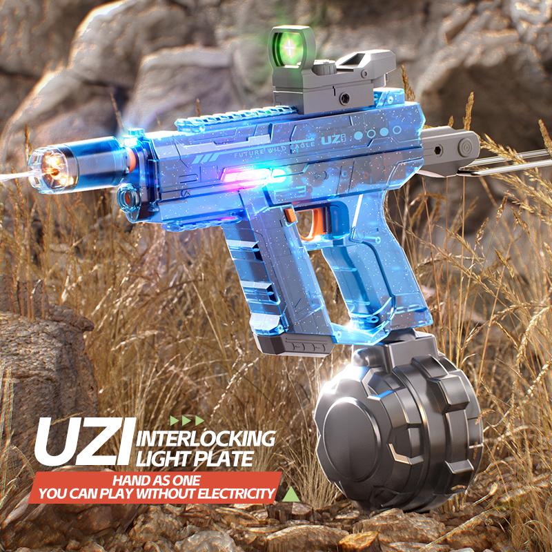 Нетоксичный электрический водяной пистолет Uzi для стрельбы на дальние дистанции с подсветкой, игрушка, полноавтоматический водяной пистолет высокого давления для детей и взрослых