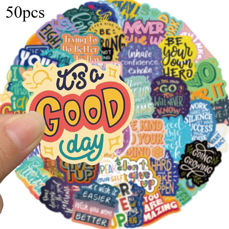 50 шт. Цветные Вдохновляющие Мотивационные Цитаты Рисунки Наклейки Гитары Ноутбуки Багаж Компьютеры Мотоциклы Скейтборд Наклейка