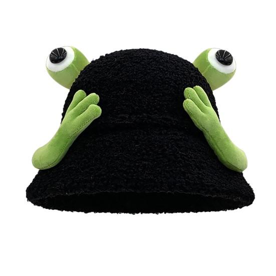 Зимняя панама мультяшного дизайна с 3D лягушкой, утолщенная плюшевая шляпа рыбака, женский аксессуар для активного отдыха