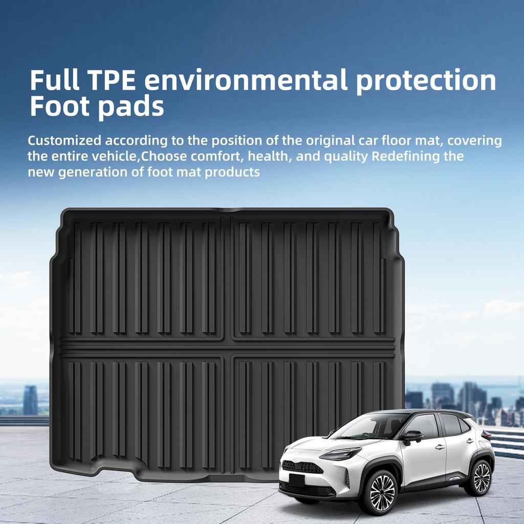 LUCKEASY Left Drive for Toyota Yaris Cross 2022 -2026 TPE Car Floor Mats Trunk Pad  Backrest Liner Interior Accessories Black