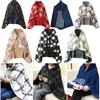 Lady Multifunction Doublelayer Tartan Plaid Blanket Scarf Wrap Shawl Winter Warm
