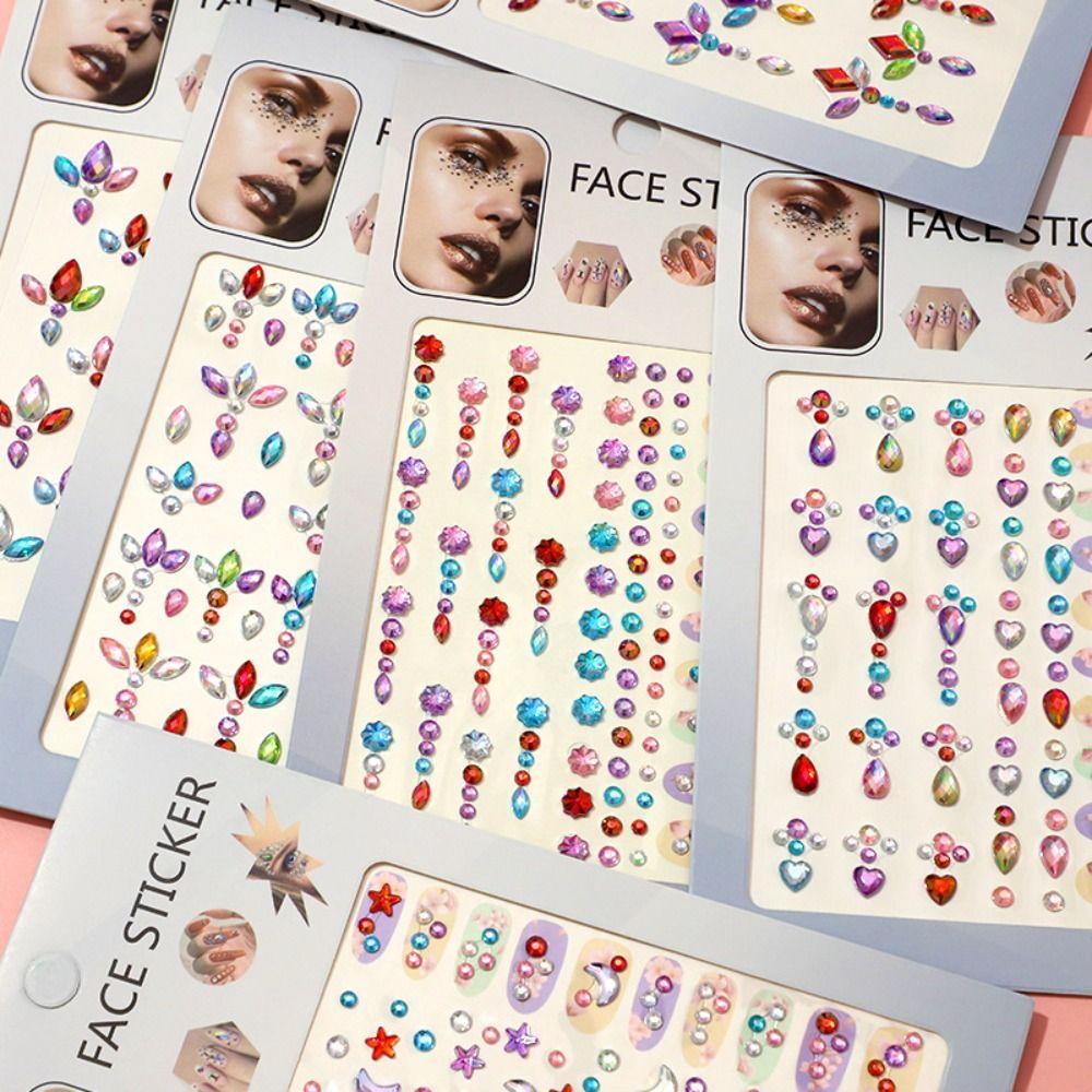 Resin Facial Rhinestone Stickers Glitter Rhinestone Eye Stickers Crystal Forehead Sticker  Party
