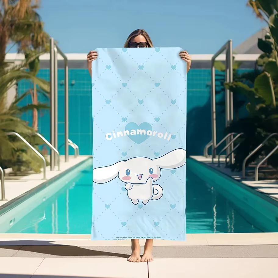 Набор пляжных полотенец Cinnamoroll | Большое быстросохнущее банное полотенце с принтом и накидка для волос, Аксессуар для личной гигиены для ванной комнаты, сауны, спа,