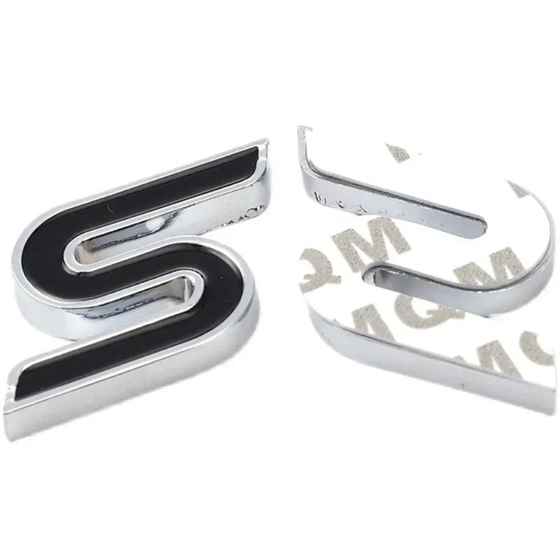 1Pc 3D Metal S Logo Front Grille Emblem Badge Car Rear Trunk Stickers For Focus Fiesta Escape Ecosport Kuga Mondeo Accessories