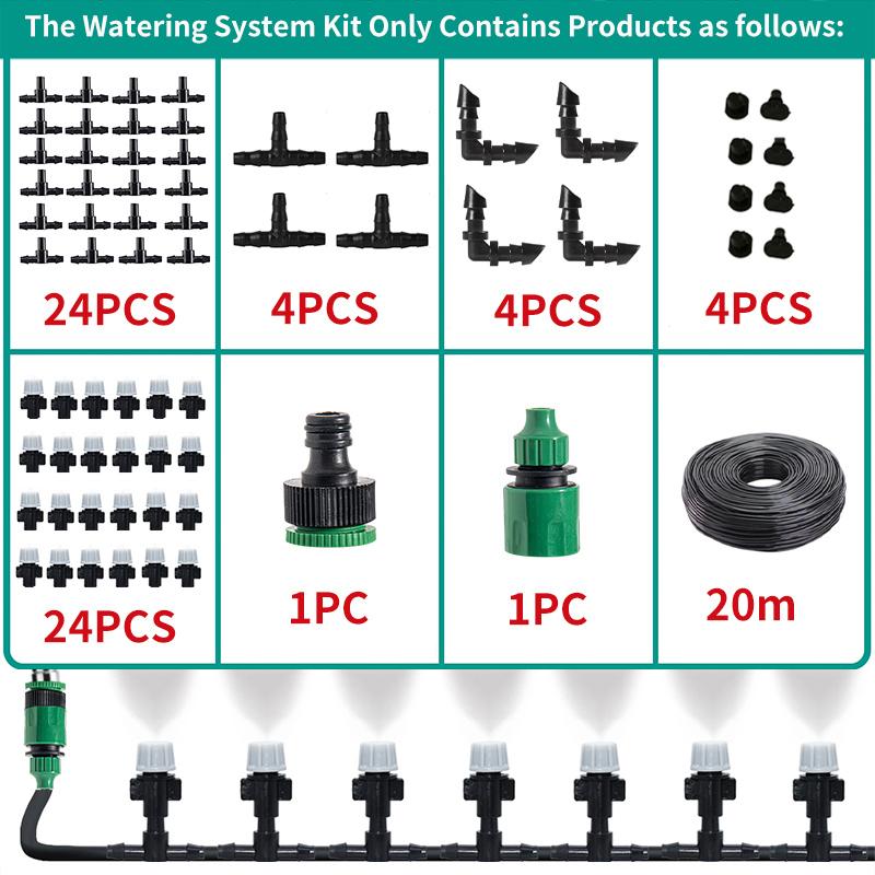 5-30M Automatic Misting Watering Kit Fog Nozzles Irrigation System Garden Spray Head Courtyard Cooling Sprinkler Set 4/7mm Hose