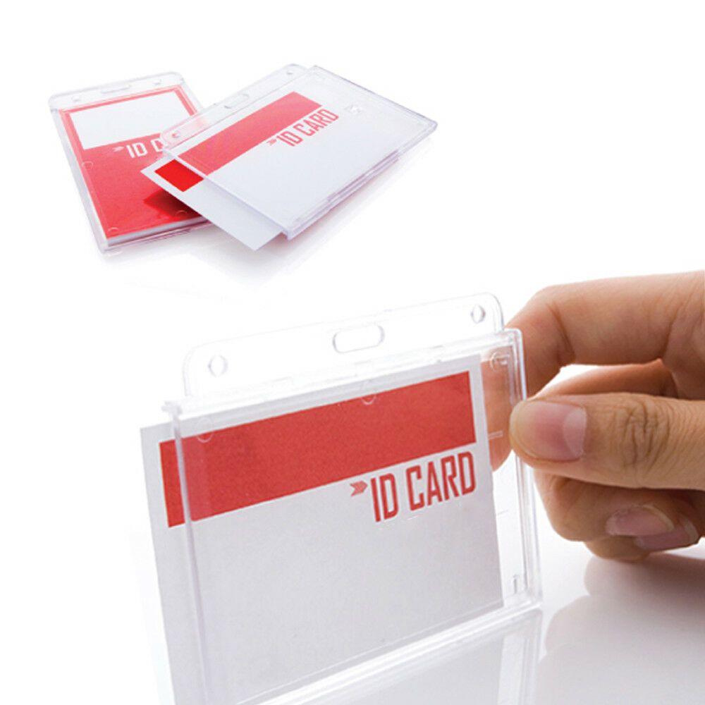 10Pcs Light Weight Plastic Clear Pass Badge ID Card Card Holder Cover Case Enclosed Oyster
