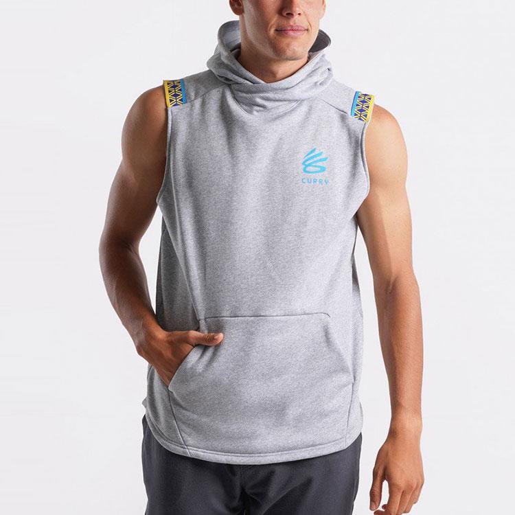 Under Armour Карри Флисовая повседневная тренировочная спортивная беговая толстовка без рукавов для мужчин серая 1366637-011