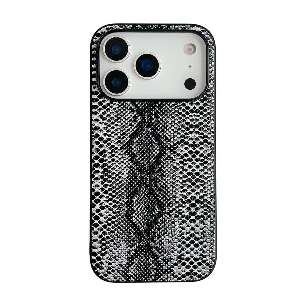 Чехол из ПУ кожи с узором 'Змеиный личи' и леопардовым принтом для IPhone 17 Air 16 15 14 Plus Pro Max, противоударный, прочный защитный задний чехол