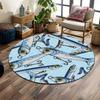 Fishing Lures Pattern with Blue Background Print round rug, living room, bedroom, playroom carpet, non slip floor mat, gift