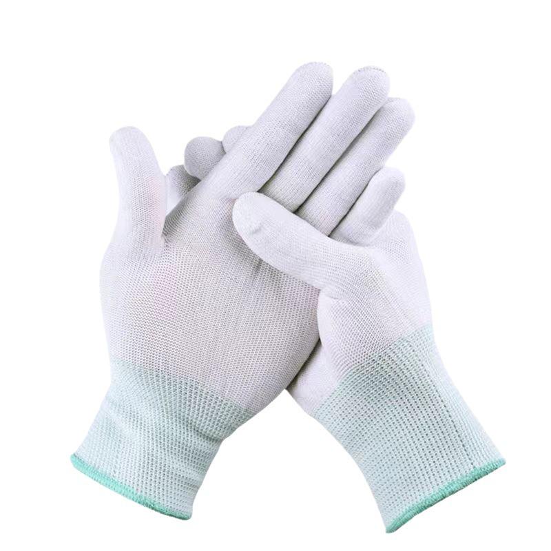Ultra-Thin Nylon Breathable White Work Gloves - Skin-Friendly, Non-Slip, Elastic, Wear-Resistant.