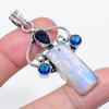 Natural Moonstone, Topaz Gemstone 925 Sterling Silver Jewelry Pendant 2.17" i5N55