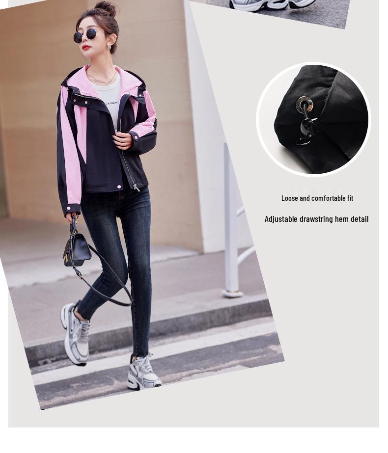 Женская куртка-ветровка пэчворк с цветными блоками свободного кроя на весну/осень 2024 года, маленький размер, стиль YL623