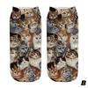 (SU)Unisex Men Women Funny Anklet Socks Cat Printed Casual Short Socks