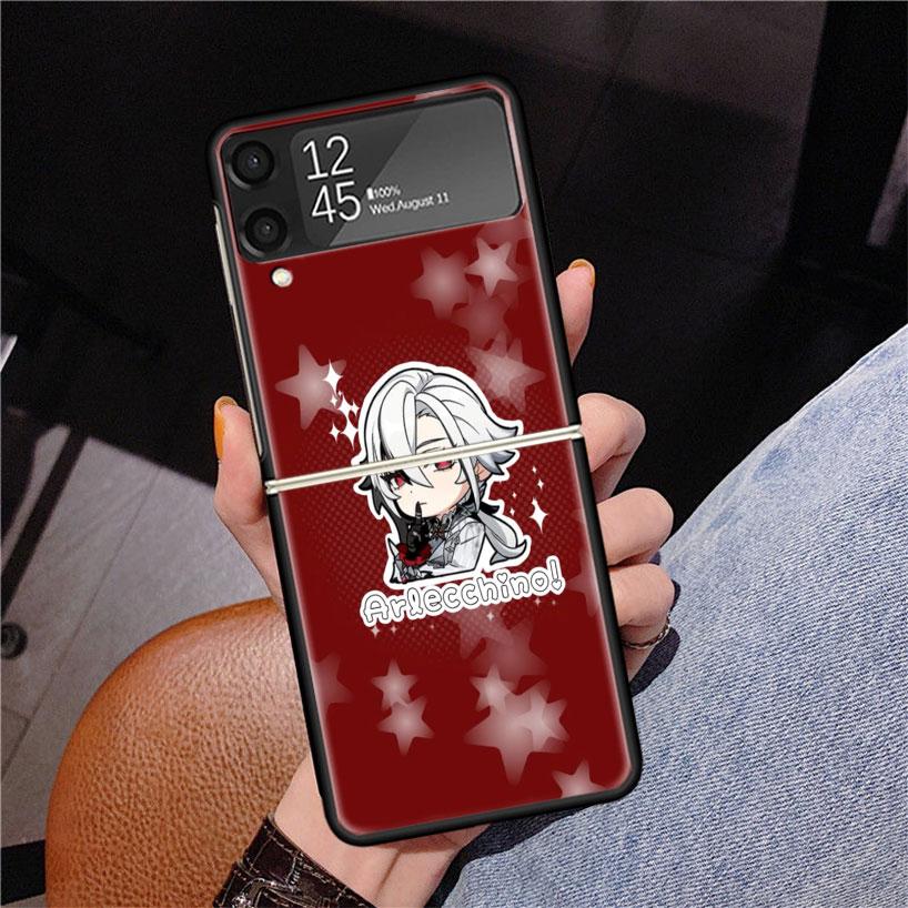 Arlecchino Genshin Impact Phone Case For Samsung Z Flip 7 6 5 4 3 Galaxy ZFlip7 ZFlip6 ZFlip5 ZFlip4 ZFlip3 5G Print Cover