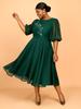 Plus Size A Line Dresses for Women O Neck Half Puff Sleeve High Waist Midi Casual Tulle Gown Dress