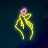 Finger Heart Hand Love Neon Signs for Wall Decor for Valentines Day Gift, Light for Home, Bedroom, Party, Wedding Decor