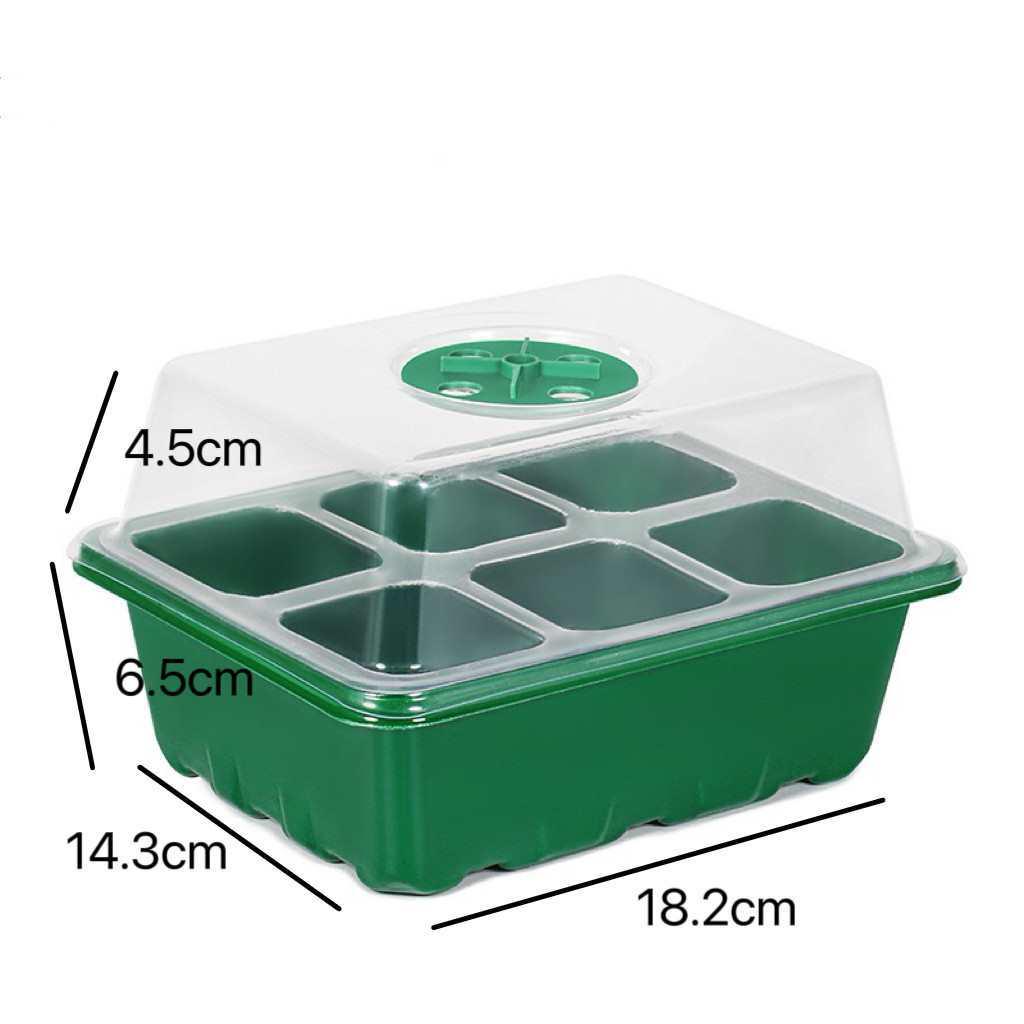 Thickened 6/12-Hole Seedling Tray with Rotating Switch & Transparent Lid for Heat and Moisture Retention