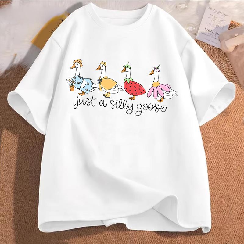 Silly Goose On The Loose T Shirts for Men Women Funny Cowgirl Western Tee Shirt 90s Fashion Graphic T-shirt Short Sleeve Clothes