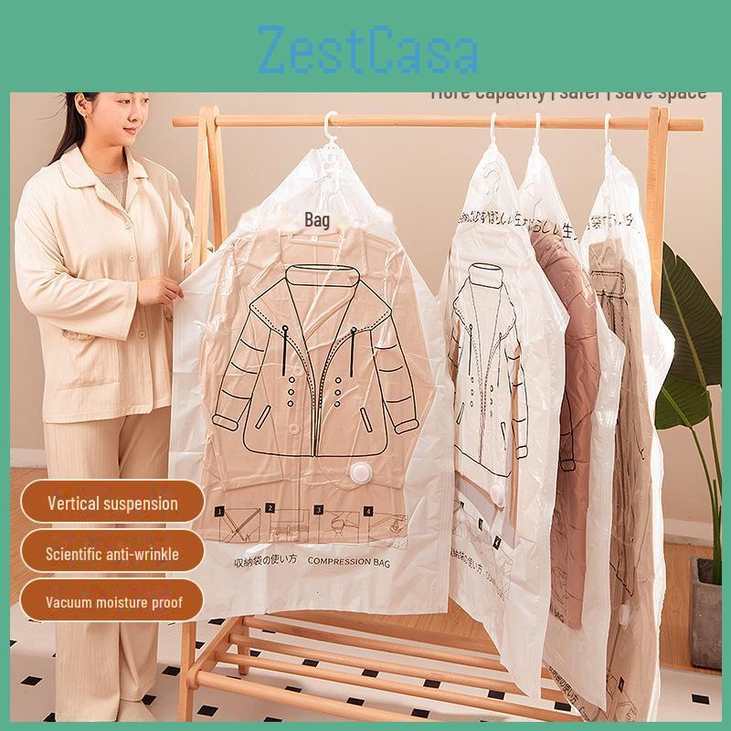 Bag Hanging Vacuum Compression For Down Jacket Dustproof Coat Storage And Cover