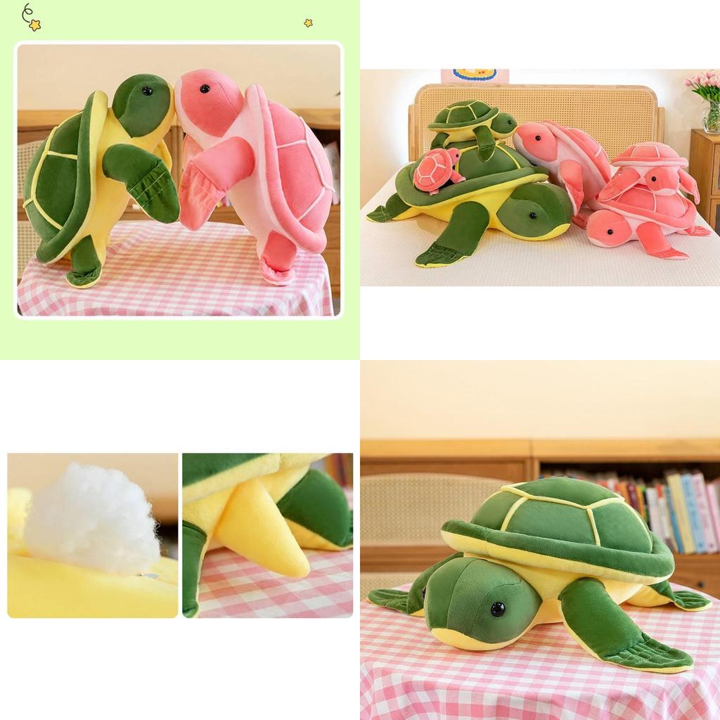 Adorable Green Turtle Plush Pillow Ultra-soft Pp Cotton Stuffed Animal Toy For Kids