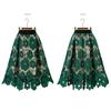 Женская юбка с высокой эластичной резинкой на талии, ажурное кружево с цветочным принтом, большая распашная двухслойная юбка до середины икры, женская вечерние юбка-миди для поездок на работу