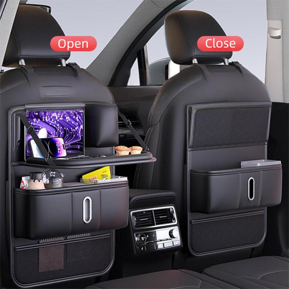 Со складным столиком, органайзер для хранения на спинку сиденья, защита от пинков, аксессуары для интерьера автомобиля