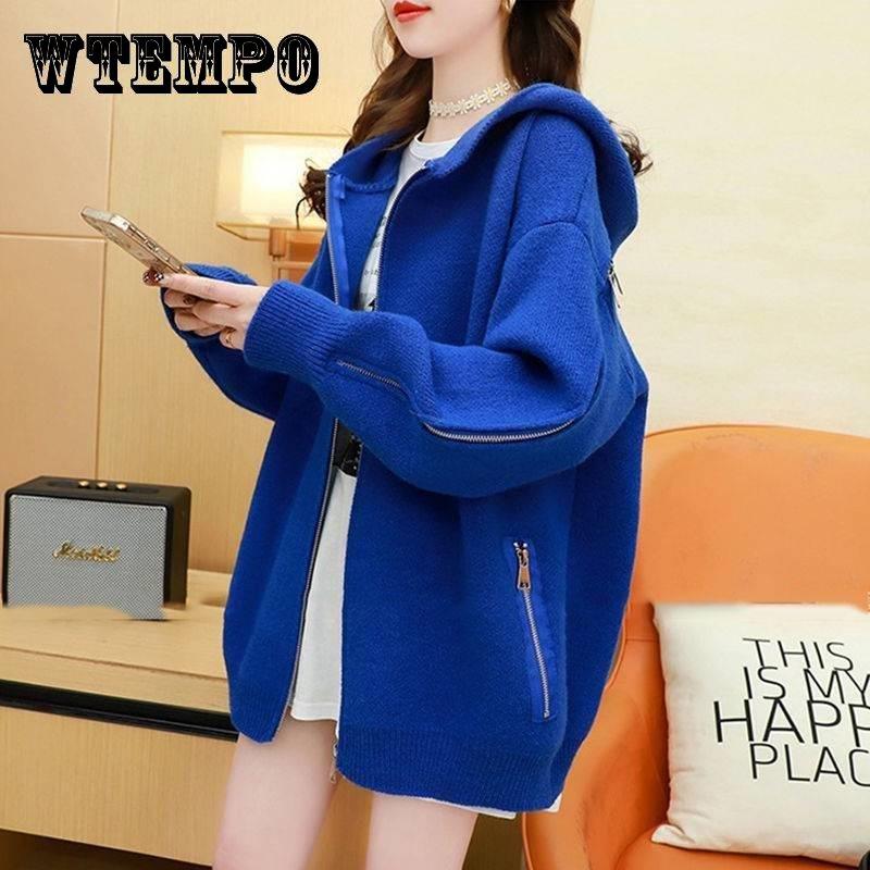 Новая мода осень-зима утолщенный теплый норковый флисовый свитер женский свитер из мохера с длинными рукавами вязаный пуловер пальто верхняя одежда