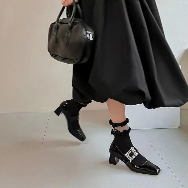 Туфли с неглубоким носком, каблуки-лодочки для женщин, сандалии женские, квадратный носок, Мэри Джейн, массивные, африканские, ретро, Лолита, ремешки, кожа