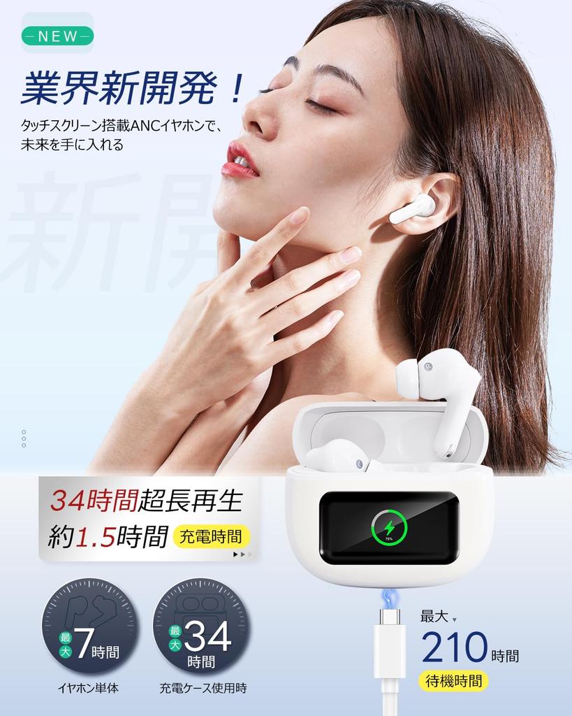 Bluetooth Earphones Wireless Earphones Bluetooth Touch Noise Cancelling Long Playtime 13mm Large Diameter Automatic Pairing Lightweight Meeting Remote