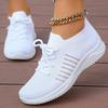 Fashion White Platform Sneakers For Women Summer 2025 Mesh Breathable Flying Shoes Woman Lace Up Tennis Casual Flats Vulcanized Shoes