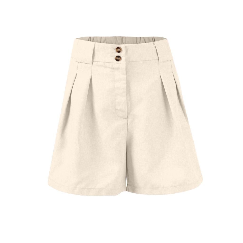 Women's Fashion Summer Solid Color High Waist Side Slit Pocket Casual Shorts