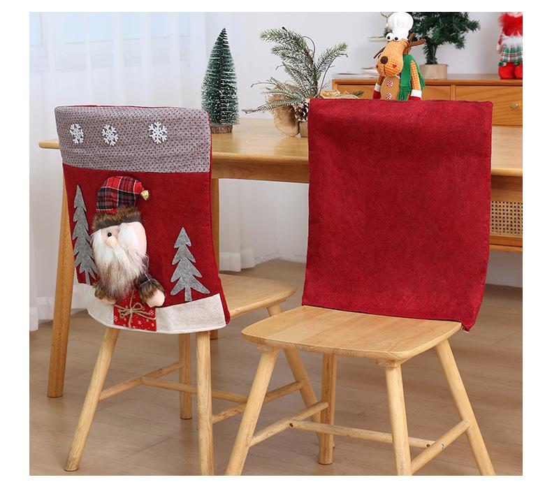 1 шт. 3D Мультяшный Санта Клаус Рождественский Чехол на Спинку Стула Набор Ткань Обеденный Декор для Праздничного Оформления Бытовые Принадлежности