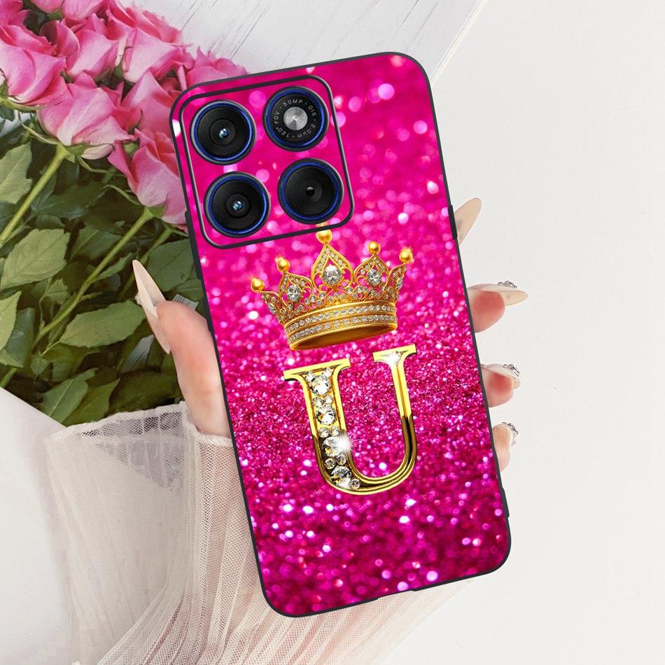 Для Motorola Edge 70 Модный чехол для телефона с буквой-короной Для Motorola Moto X70 Air Edge70 5G XT2601-2 Черный силиконовый мягкий чехол